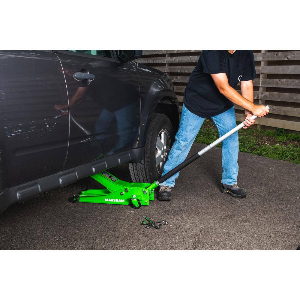 Maasdam MPL4699-GR-DIP 3-Ton Low Profile Floor Jack with Quick Lift in Green