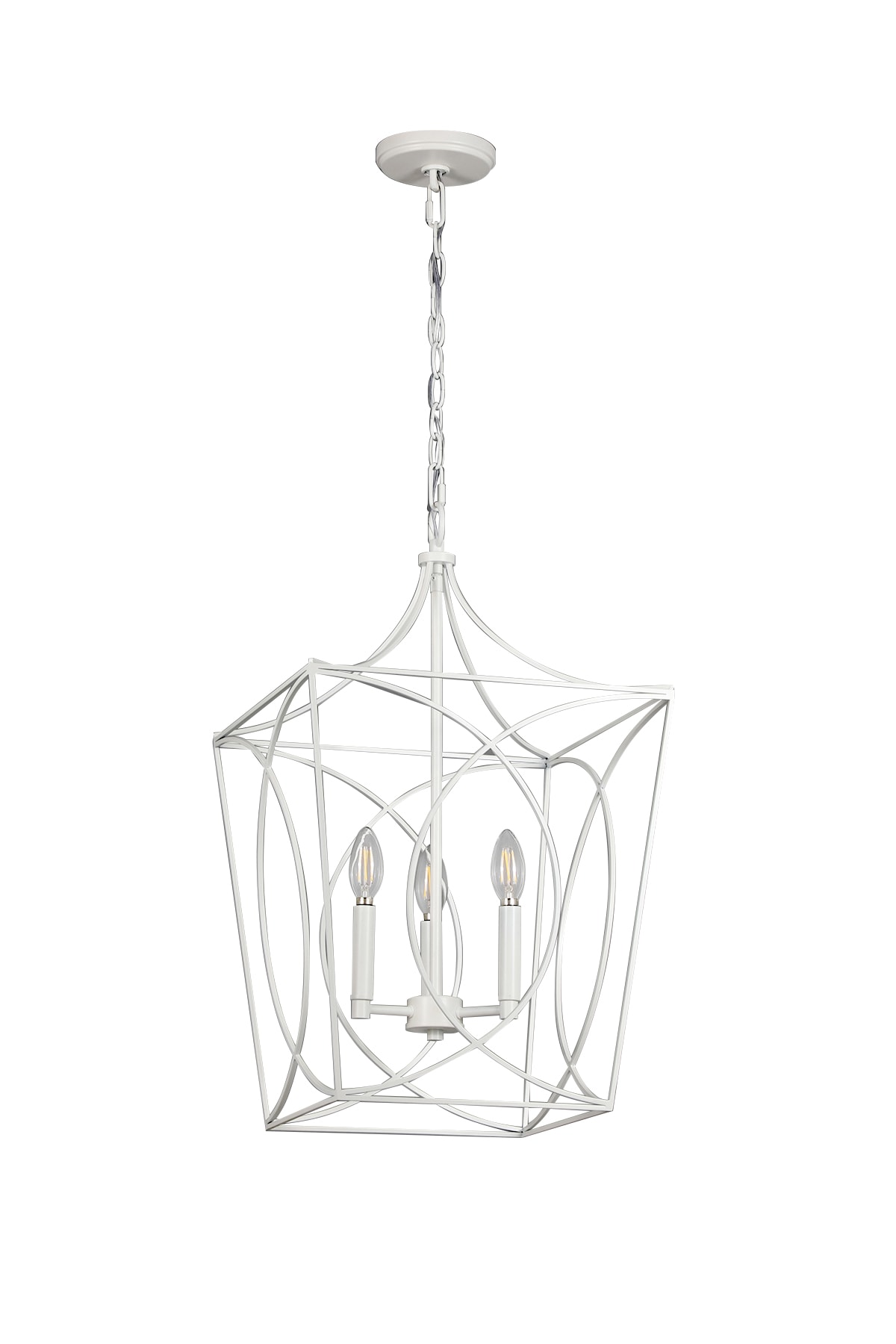 allen + roth Providence 3-Light Antique White Traditional Square Pendant Light