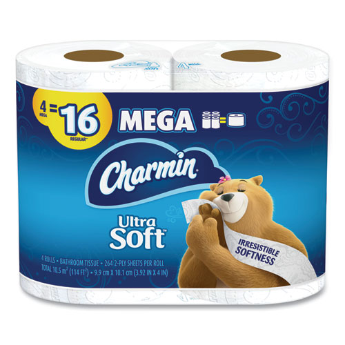 Charmin Ultra Soft Bathroom Tissue. Septic Safe. 2-Ply. White. 4 x 3.92. 244 Sheets/Roll. 4 Rolls/Pack | Bundle of 5 Packs