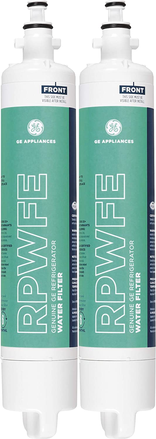 GE RPWFE Refrigerator Water Filter | Certified to Reduce Lead. Sulfur. and 50+ Other Impurities | Replace Every 6 Months for Best Results | Pack of 2