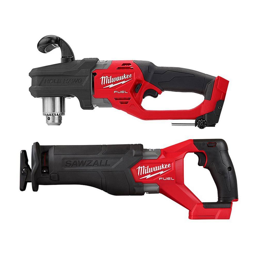Milwaukee 2807-20-2821-20 M18 FUEL GEN II 18V Lithium-Ion Brushless Cordless 1/2 in. Hole Hawg Right Angle Drill w/M18 FUEL Reciprocating Saw