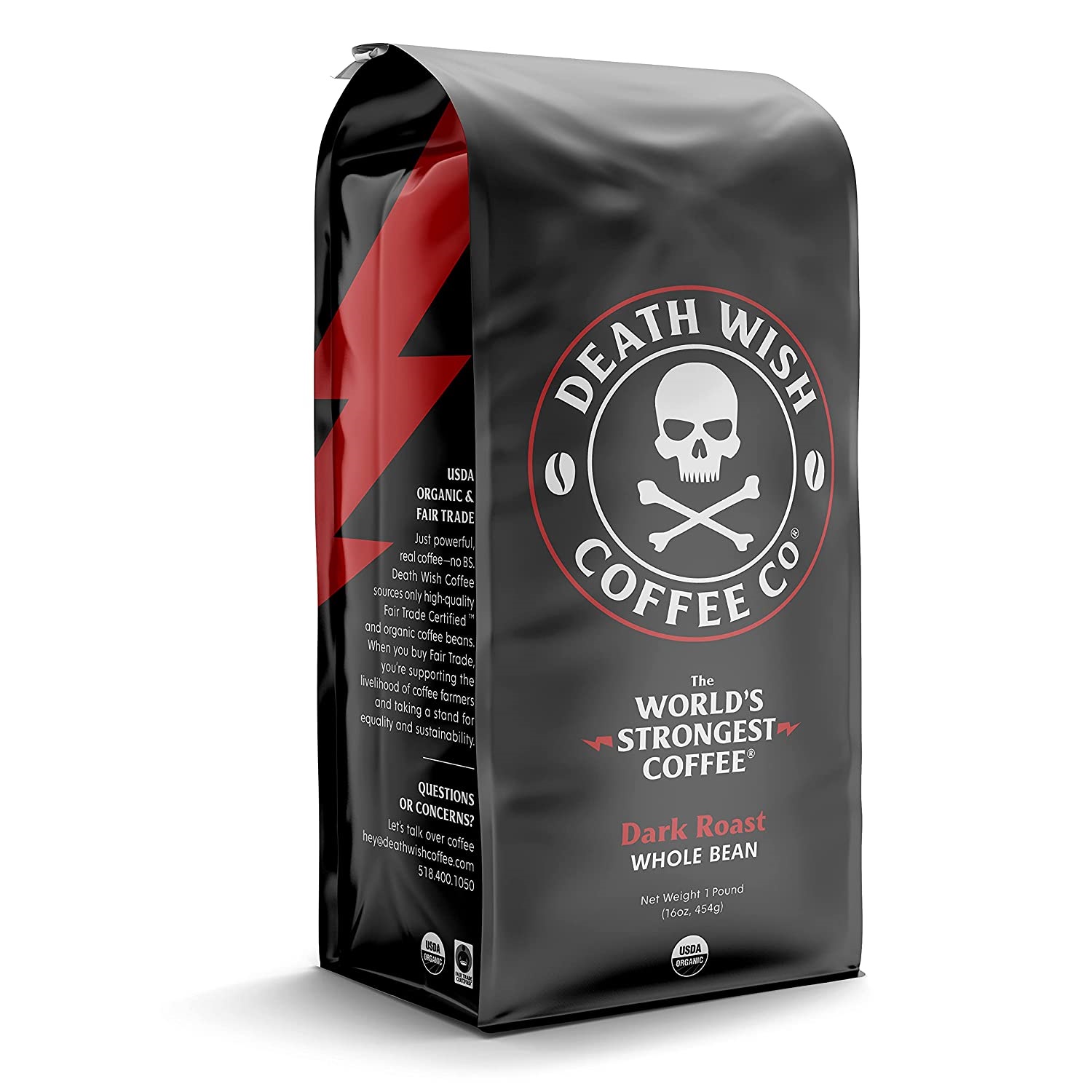 Death Wish Coffee Whole Bean Bag. 16 oz