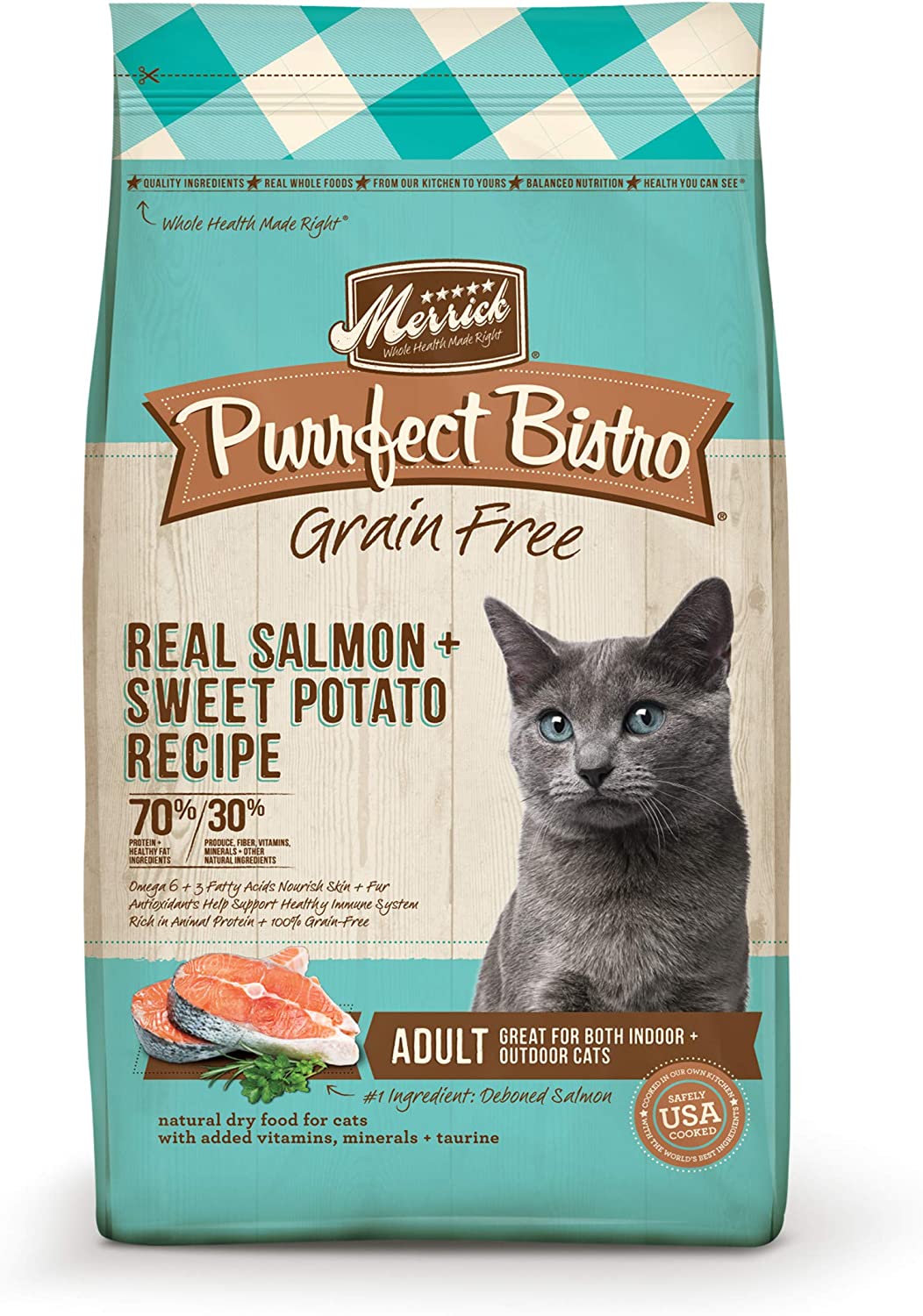 Merrick Purrfect Bistro Grain Free & Healthy Grains Dry Cat Food - Real Salmon & Sweet Potato Recipe - 12LB