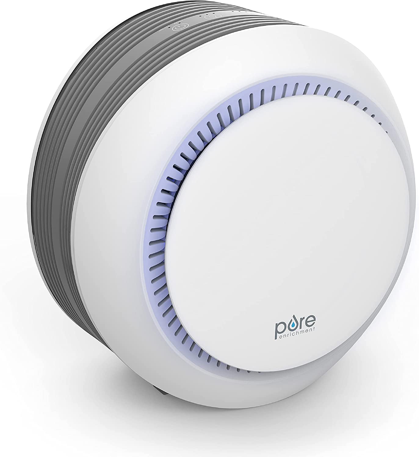 Pure Enrichment® PureZone™ Halo Medium Room Air Purifier. 2 Stage Filtration. Purifies Air of Smoke. Pollen. Dust. and Pet Hair - Easily Fits on Tables. Desks. and Nightstands (White)