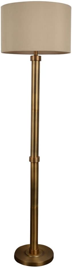 Decor Therapy Zadar Brass Floor Lamp with Drum Shade. Beige