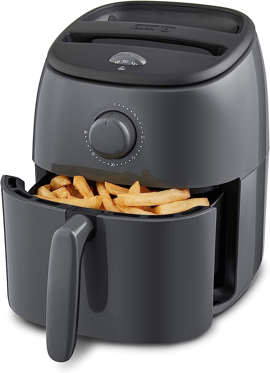 DASH Tasti-Crisp™ Electric Air Fryer Oven Cooker with Temperature Control. Non-Stick Fry Basket. Recipe Guide + Auto Shut Off Feature. 1000-Watt. 2.6Qt. Grey