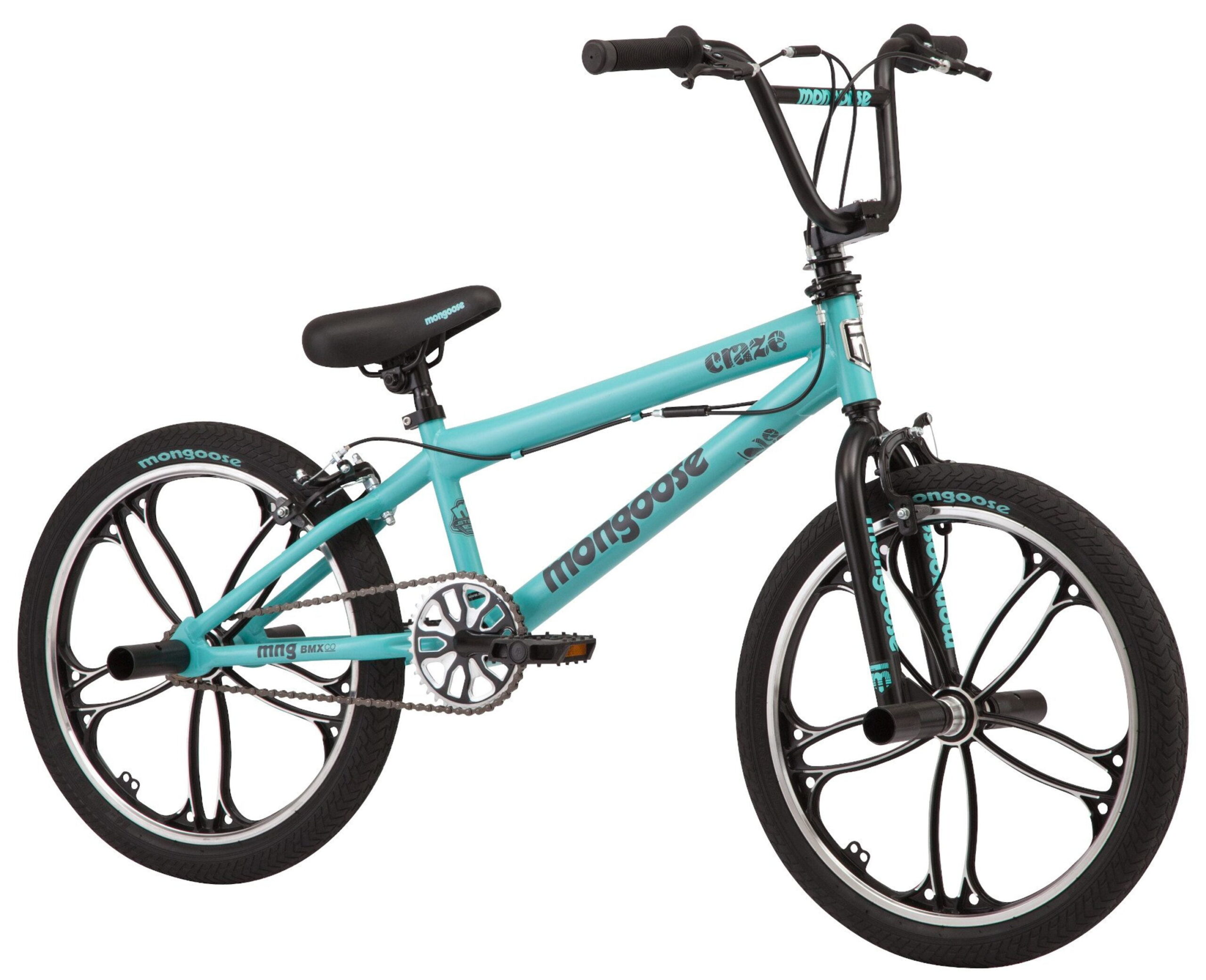 Mongoose 20-in. Craze BMX Unisex Kid-s Bike. Ages 6+. Black & Mint
