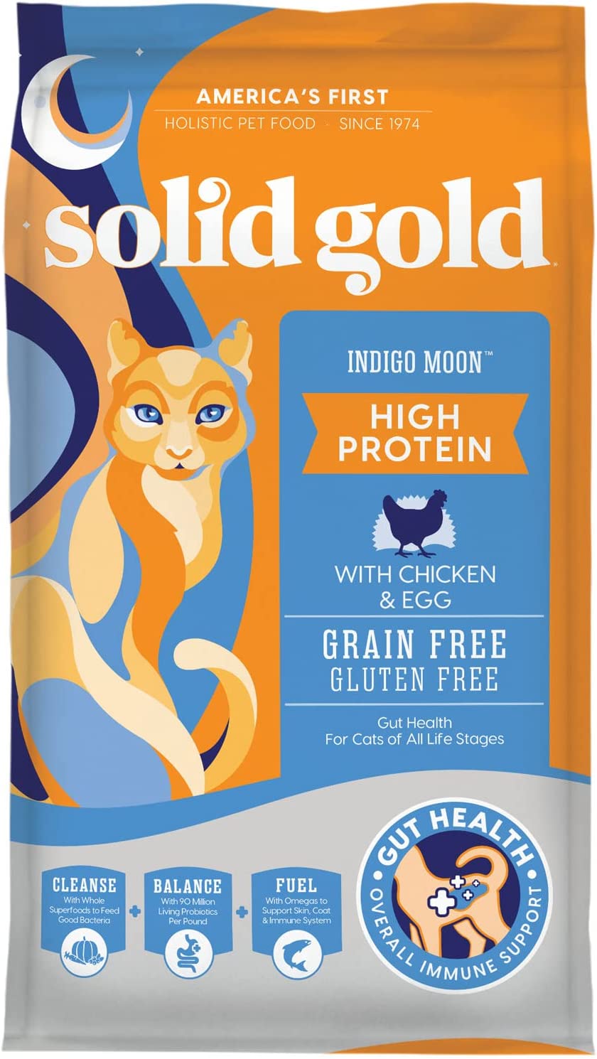 Solid Gold Indigo Moon with Chicken & Eggs Grain-Free High Protein Dry Cat Food 12 Pound (Pack of 1)