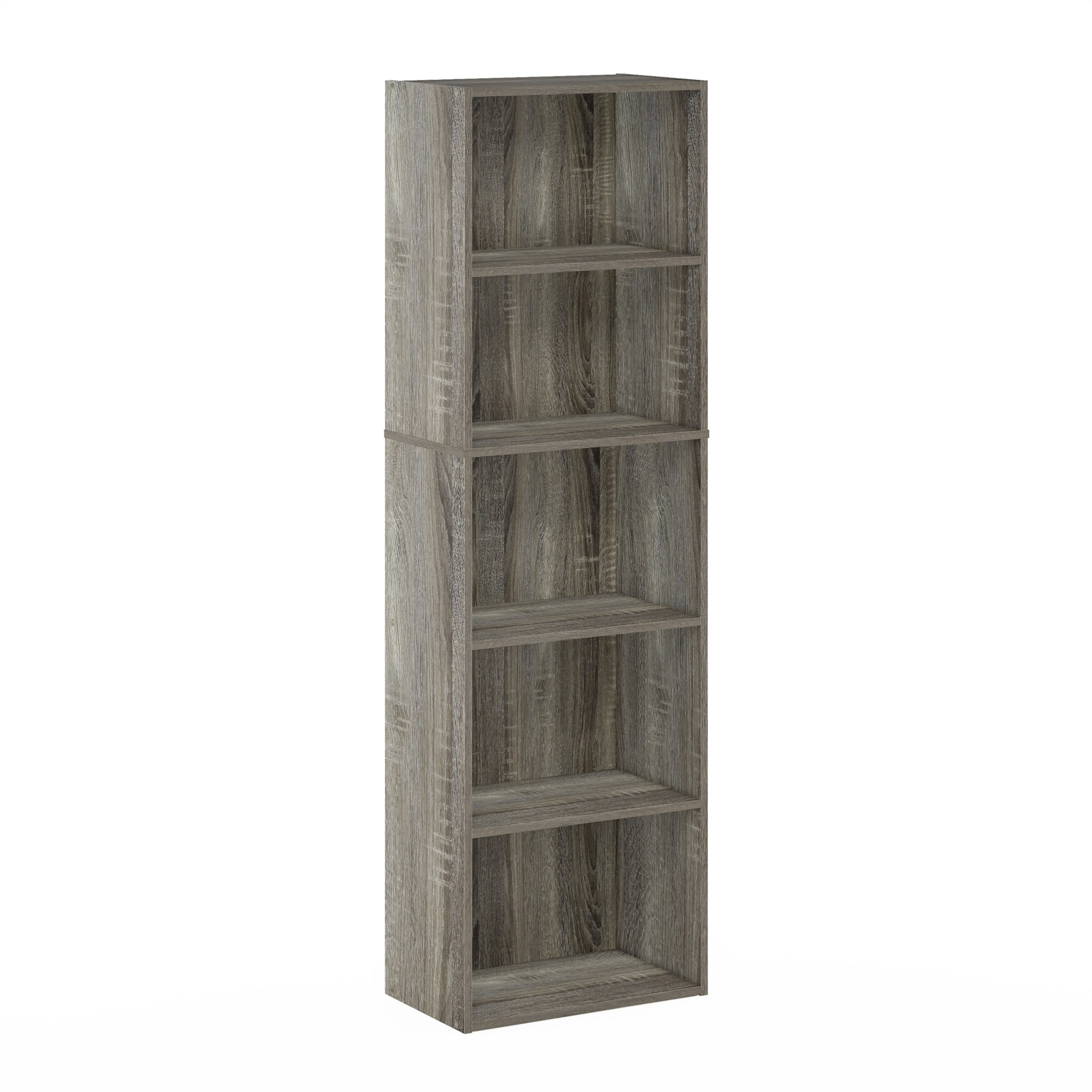 Furinno Luder 5-Tier Reversible Color Open Shelf Bookcase. French Oak