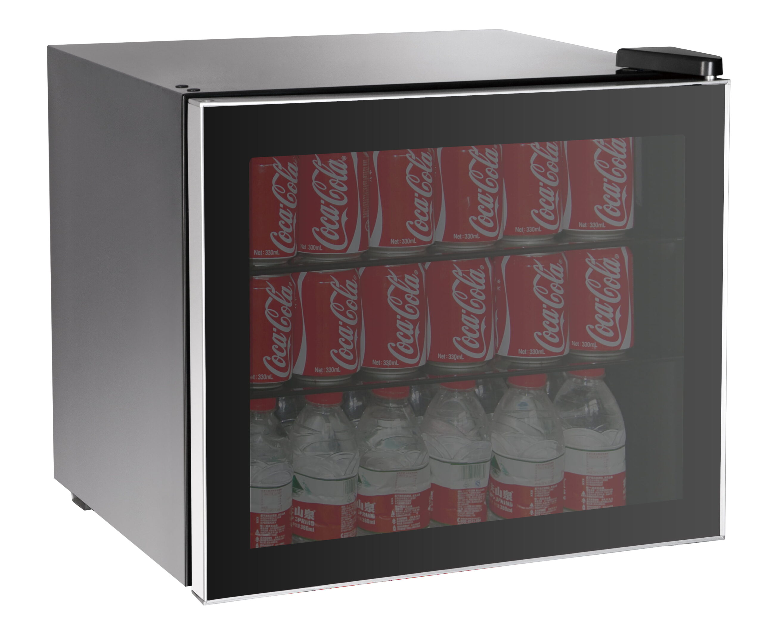 RCA 70-Can or 17-Bottle Adjustable Beverage Center  Refrigerator with Silver Trim RMIS104. Black