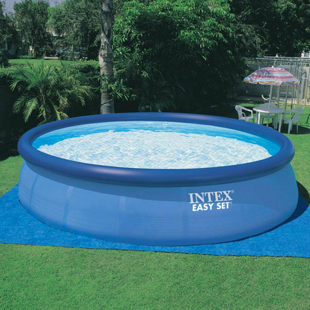 Intex 26175EH + 28002E 18 ft. Round 48 in. D Inflatable Pool Set with Cleaning Maintenance Swimming Pool Kit