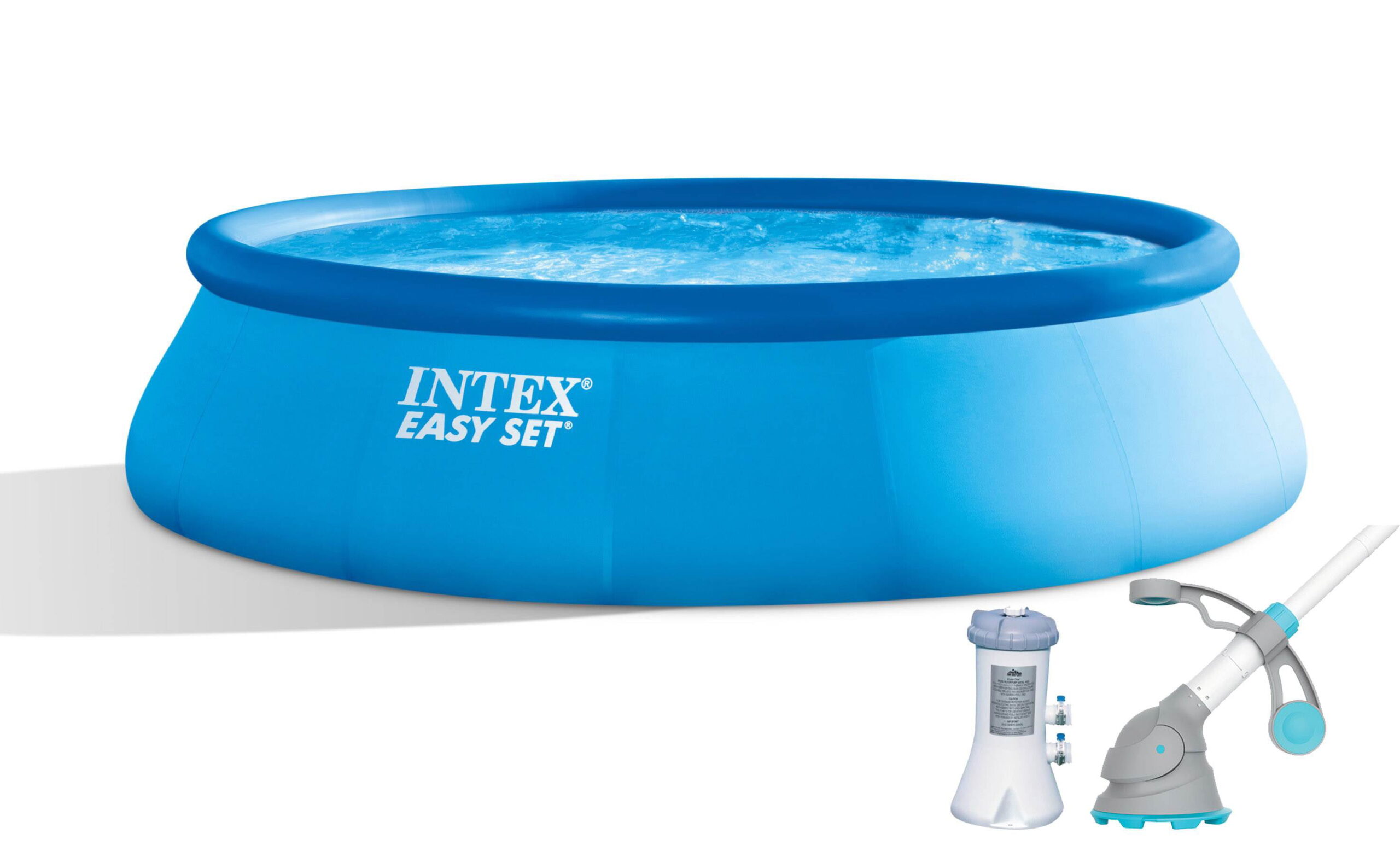 Intex 15ft x 42in Easy Set Inflatable Round Family Swimming Pool & Pump. Vacuum