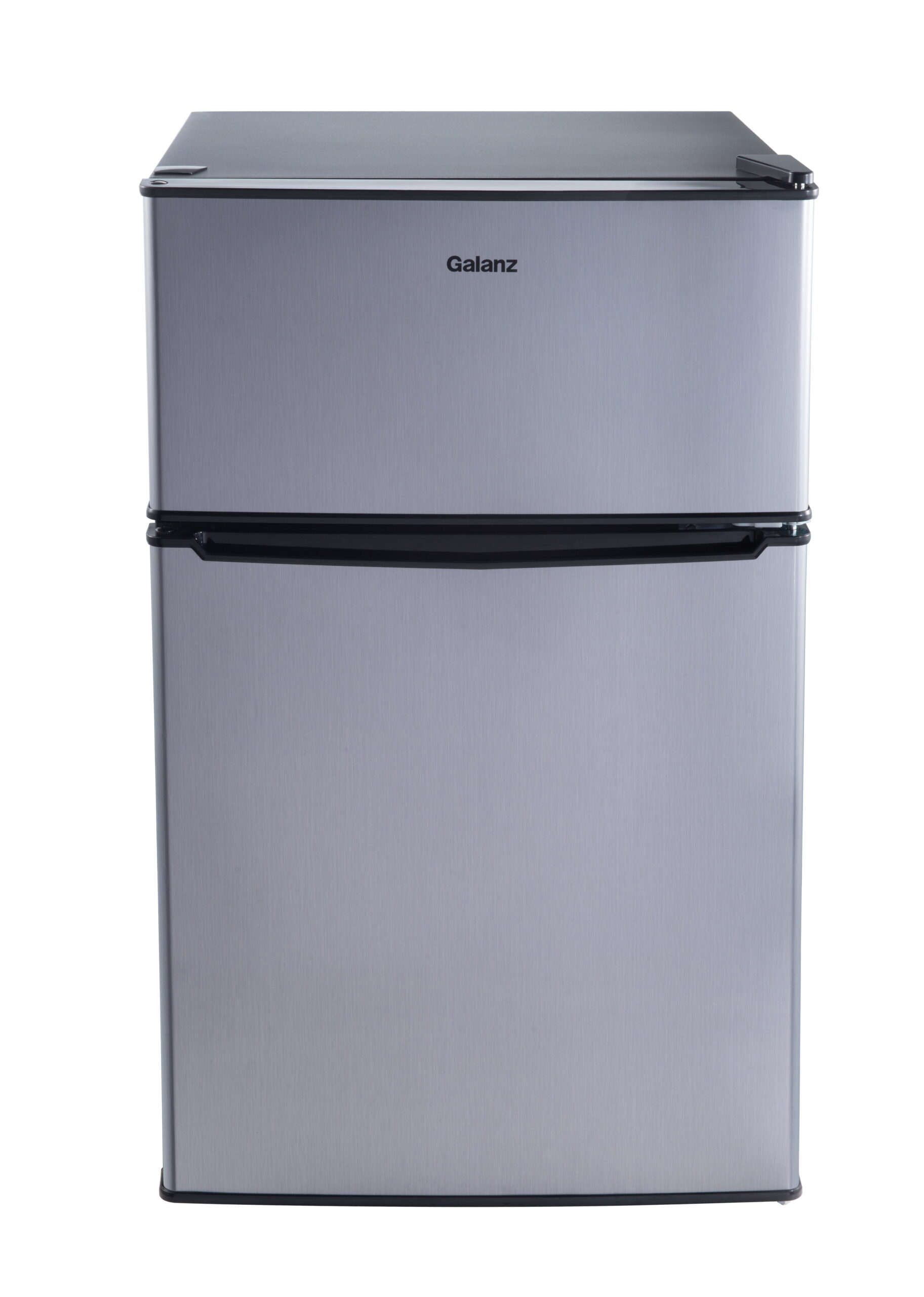Galanz 3.1 Cu ft Two Door Mini Fridge with Freezer. Stainless. Estar
