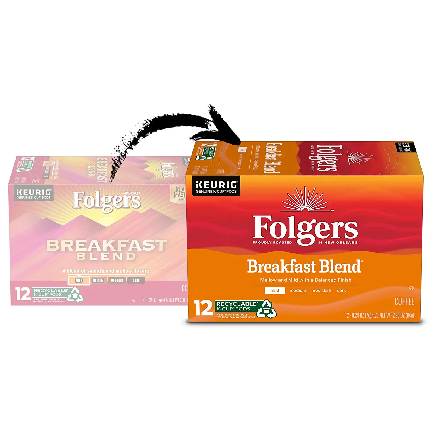 Folgers Breakfast Blend Mild Roast Coffee 72 Keurig K-Cup Pods