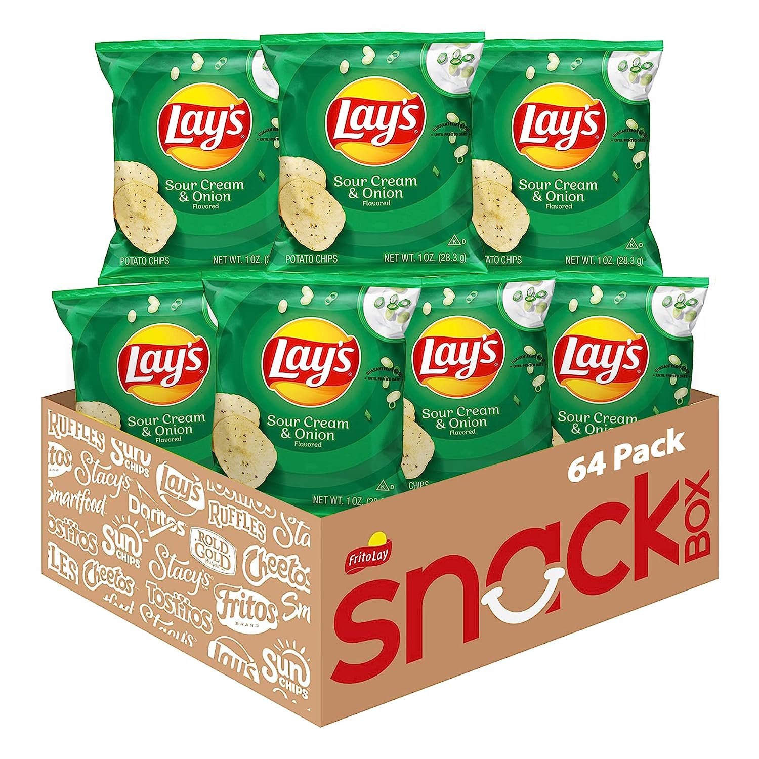 Lay-s Sour Cream & Onion Flavored Potato Chips. 1.5 Ounce Bags (Pack of 64)
