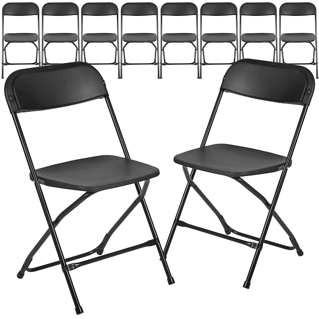 Flash Furniture  10-Pack Black Standard Folding Chair with Solid Seat (Indoor)