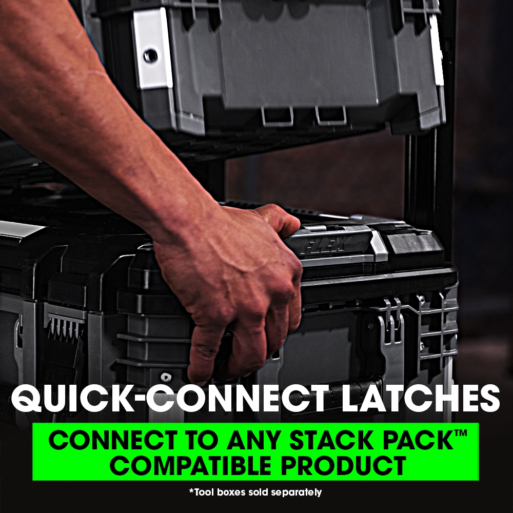 FLEX FSM1101-3 STACK PACK 3-Piece Storage System 22-in Gray Plastic and Metal Wheels Lockable Tool Box