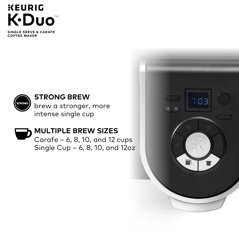 Keurig K-Duo Coffee Maker. Single Serve and 12-Cup Carafe Drip Coffee Brewer. Compatible with K-Cup Pods and Ground Coffee. Black