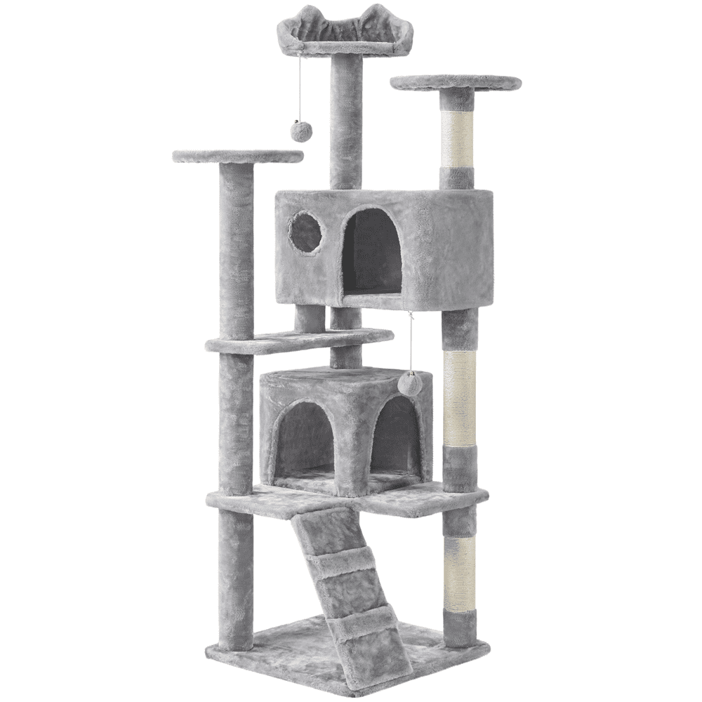 Easyfashion 61.5 inch Tall Cat Tree Tower Condo. Light Gray