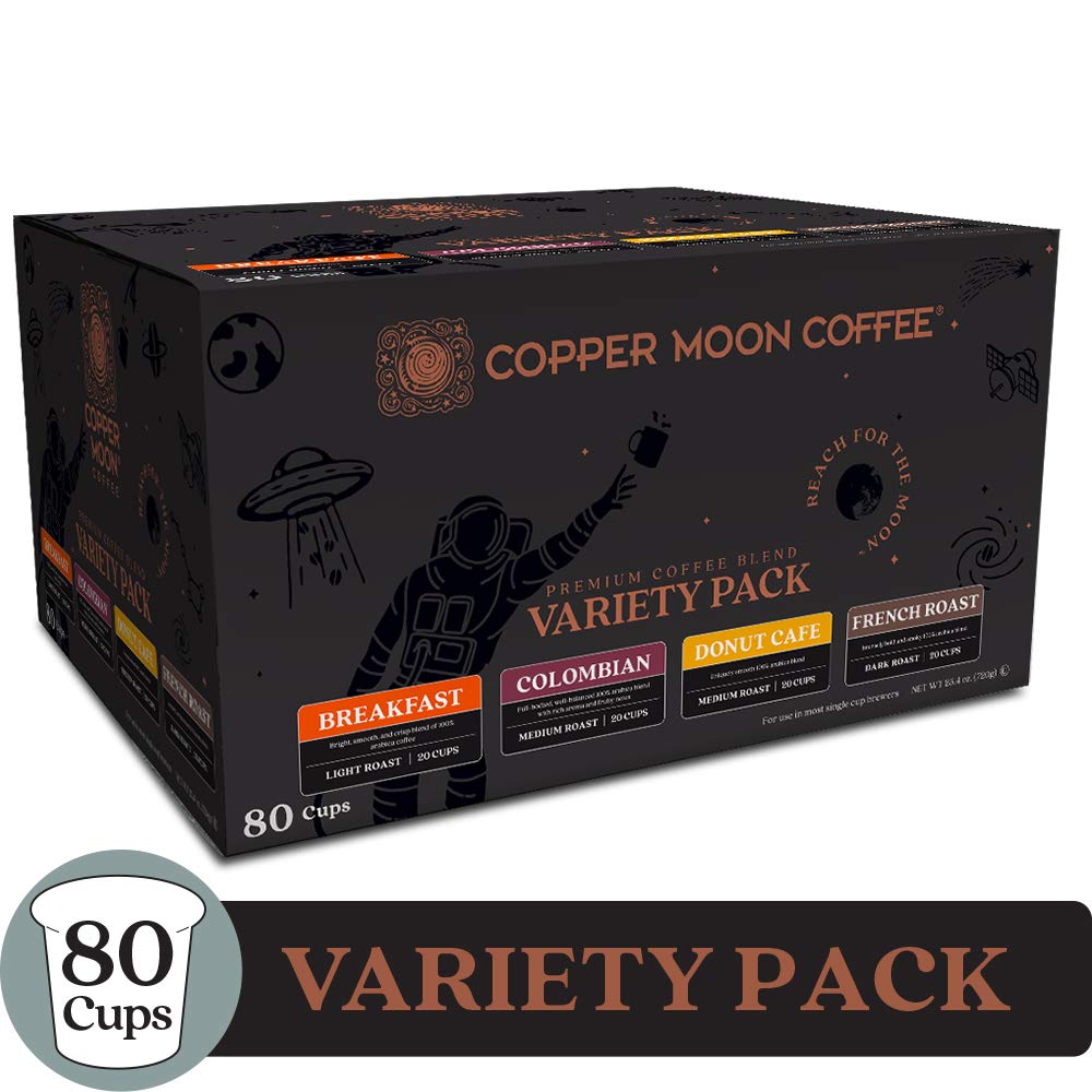 Copper Moon Single Serve Coffee Pods for Keurig K Cup Brewers. Variety Pack. 80 Count
