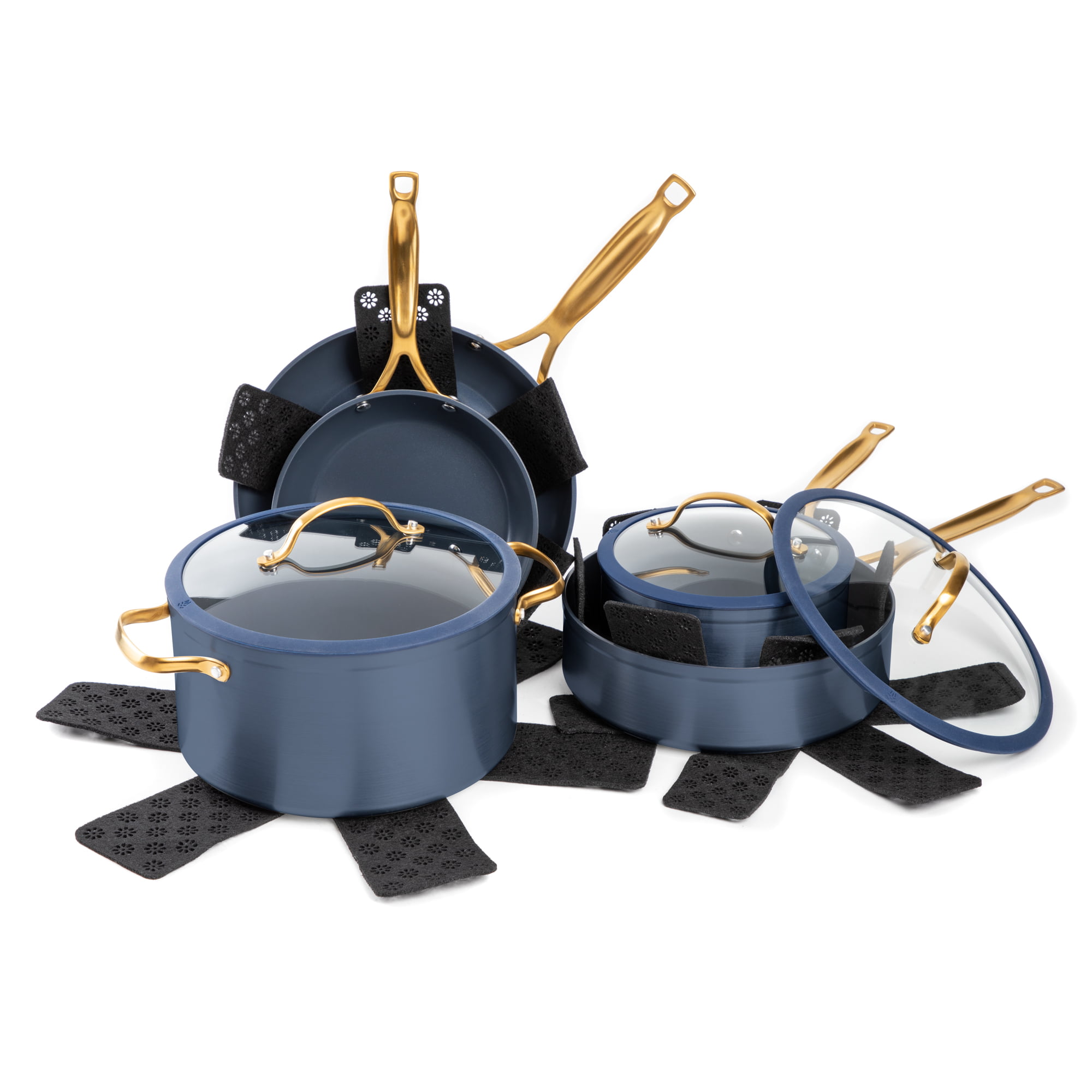 Thyme & Table Non-Stick Pots and Pans 12-Piece Cookware Set. Blue