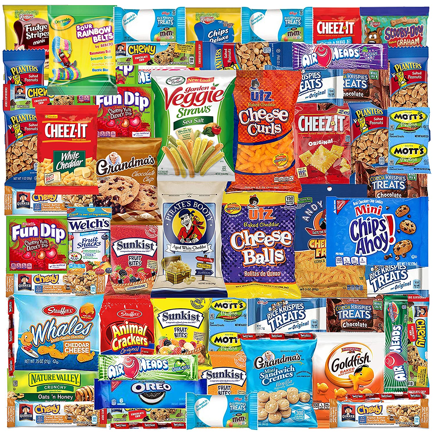 Care Package (52 Count) Ultimate Sampler Mixed Box. Cookies Chips Candy Snacks Box