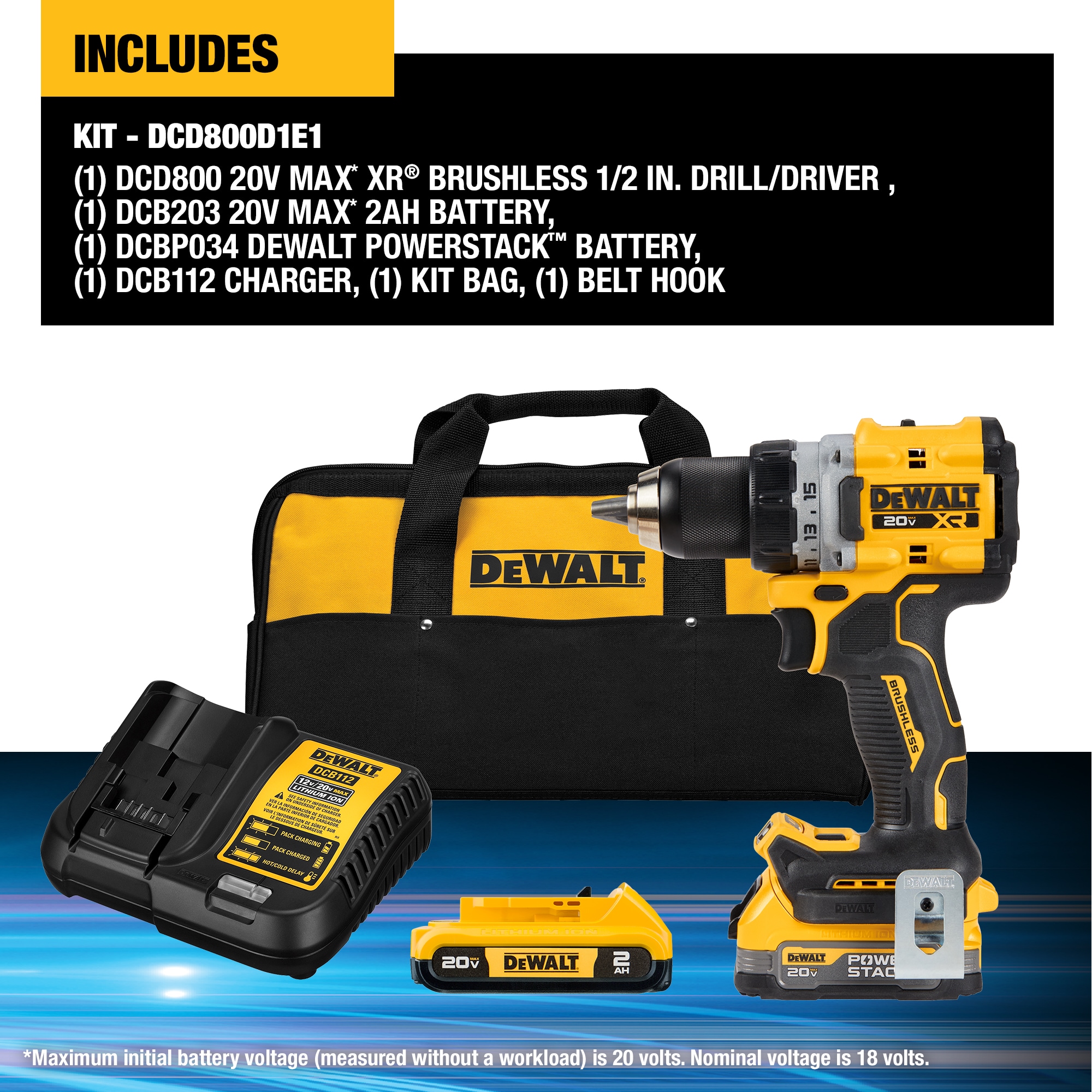 DEWALT XR 20-volt Max 1/2-in Brushless Cordless Drill (2 Li-ion-Batteries Included)