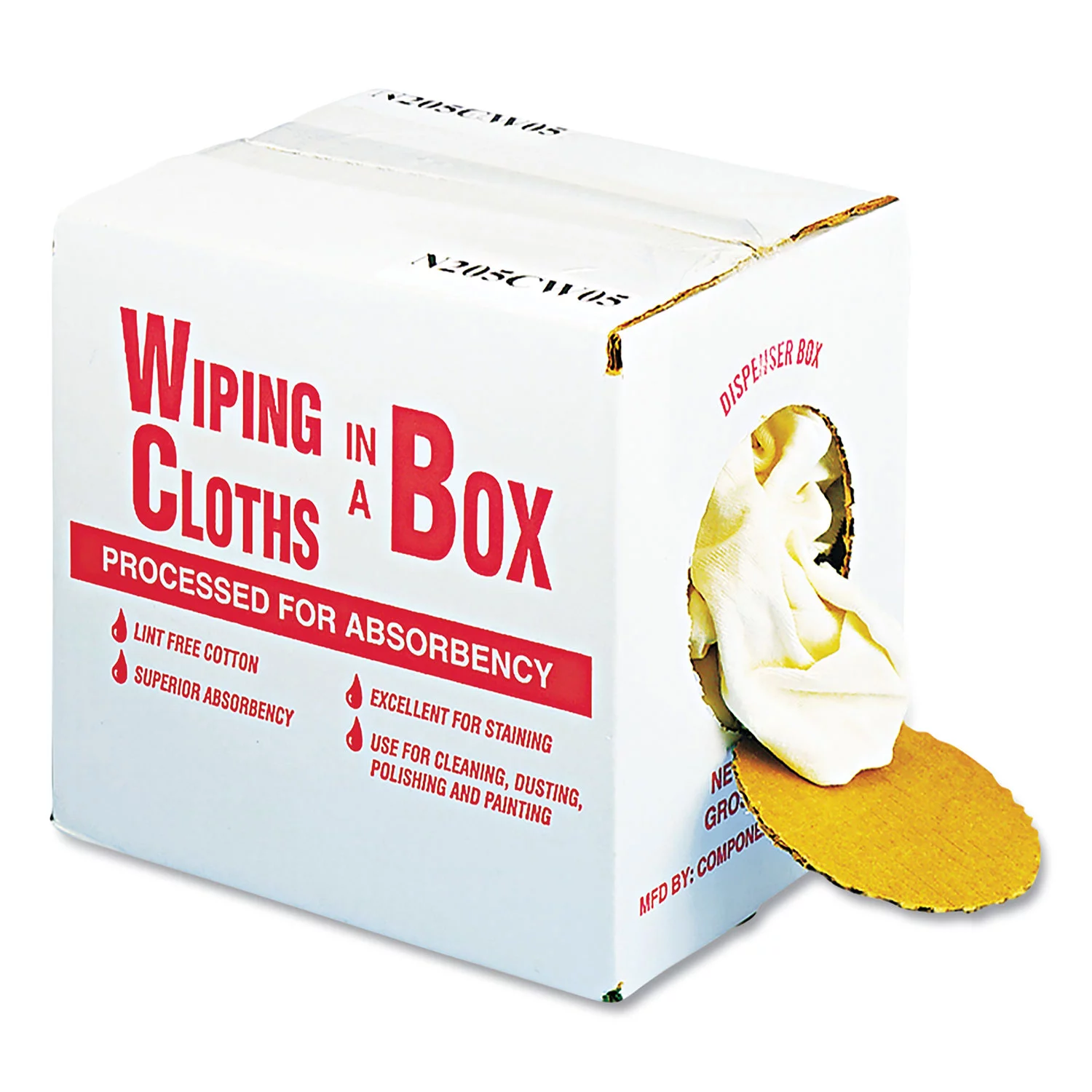 General Supply N205CW05 Multipurpose Reusable Wiping Cloths. Cotton. White. 5lb Box