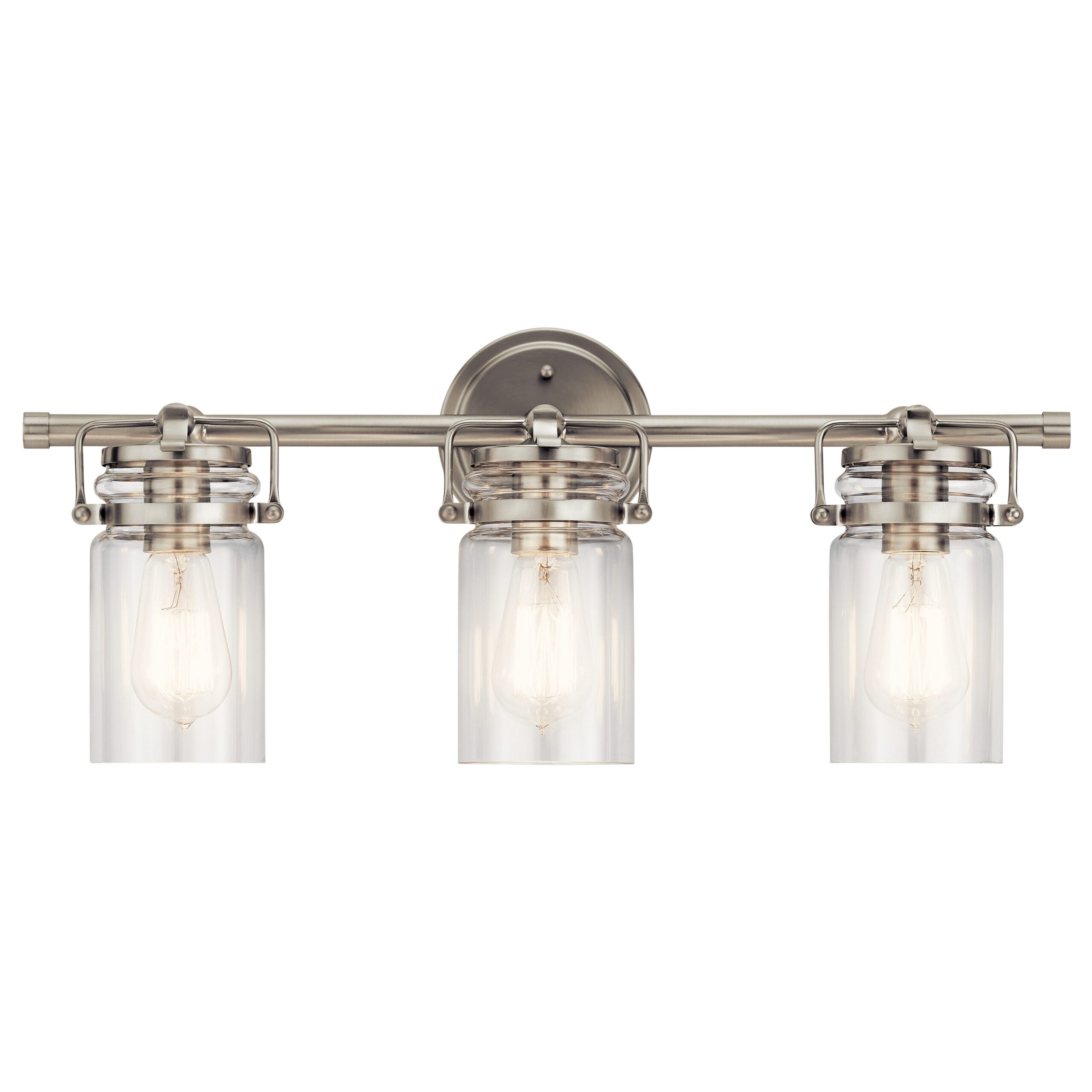 Kichler 45689NI Brinley 24-in 3-Light Brushed Nickel Farmhouse Vanity Light
