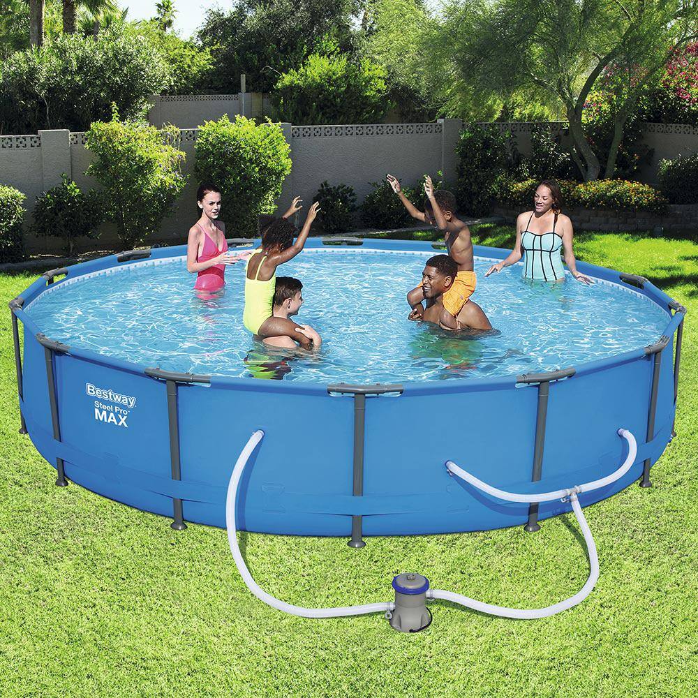 Bestway 56597E Steel Pro 14 ft. Round x 33 in. Deep Above Ground Pool Package