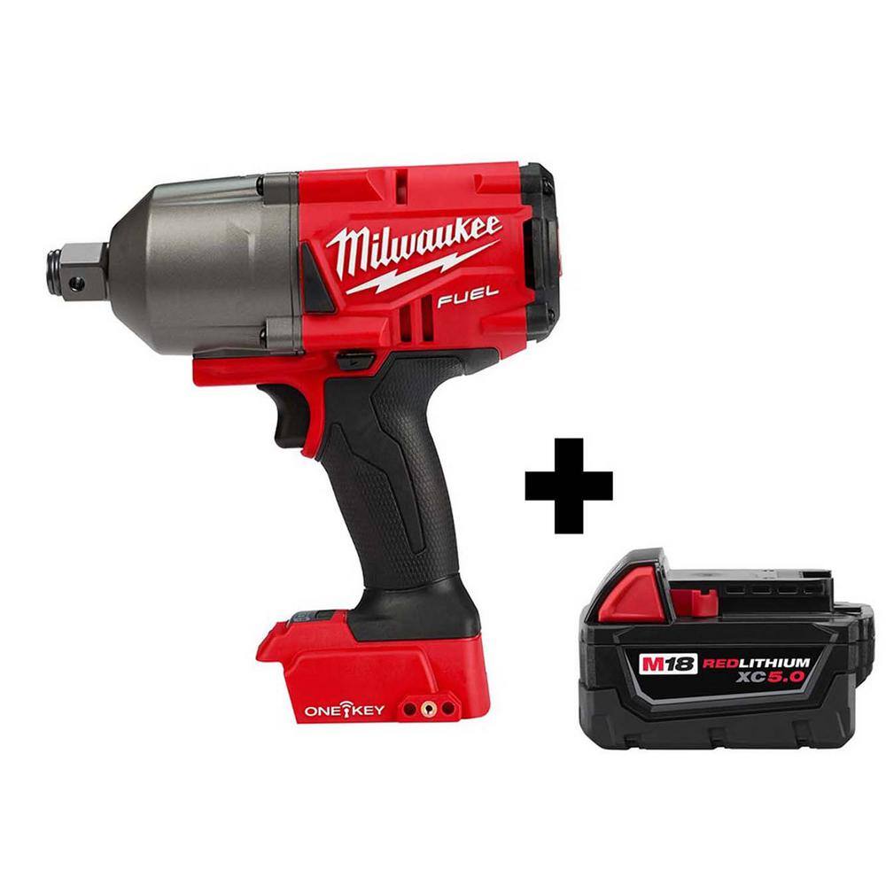 Milwaukee  M18 FUEL ONE-KEY 18V Lithium-Ion Brushless Cordless 3/4 in. Impact Wrench w/ Friction Ring & M18 5.0 Ah Battery