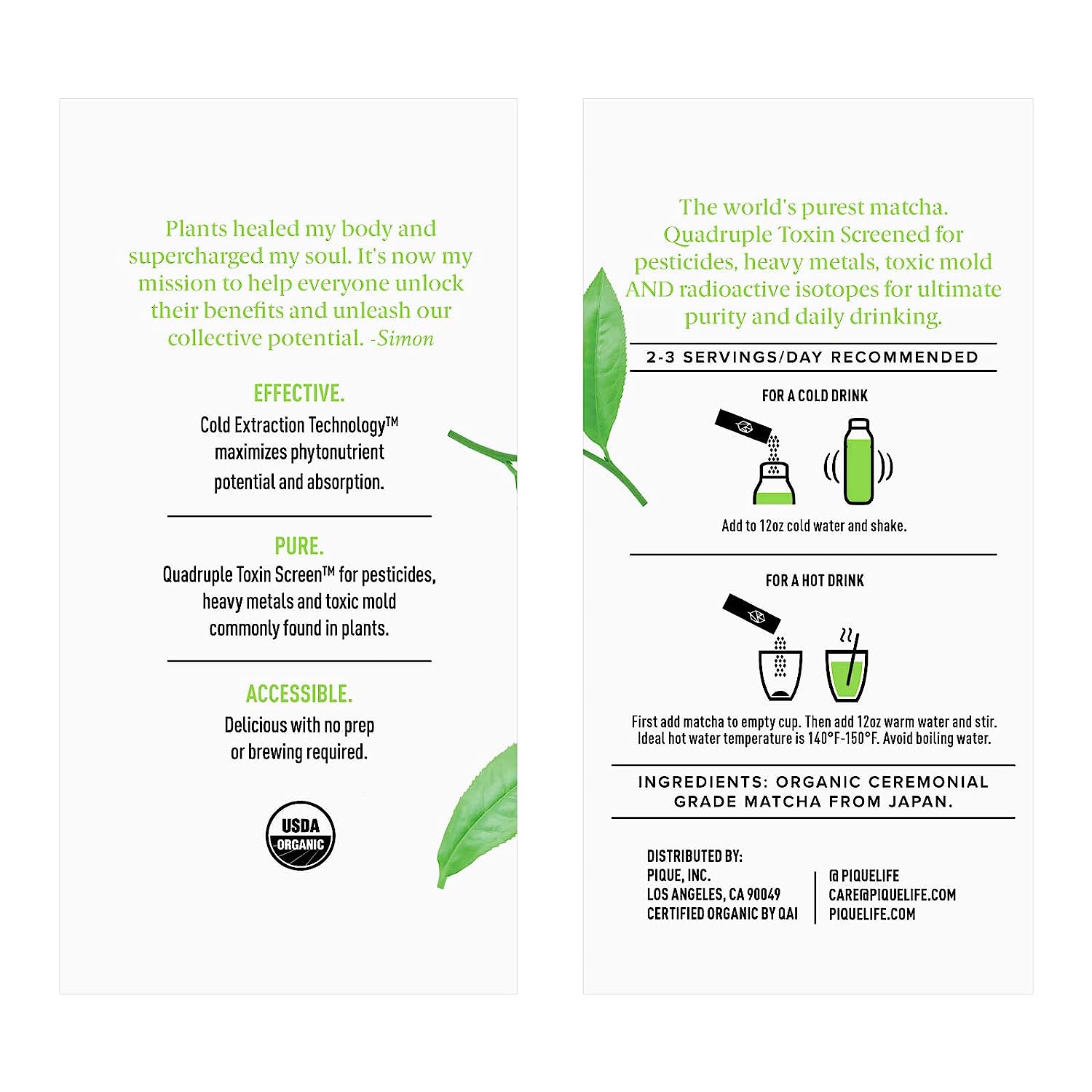 Pique Organic Sun Goddess Matcha - Ceremonial Grade Matcha Green Tea Powder. Supports Radiant Skin. Calm Energy - 28 Single Serve Sticks (Pack of 1)