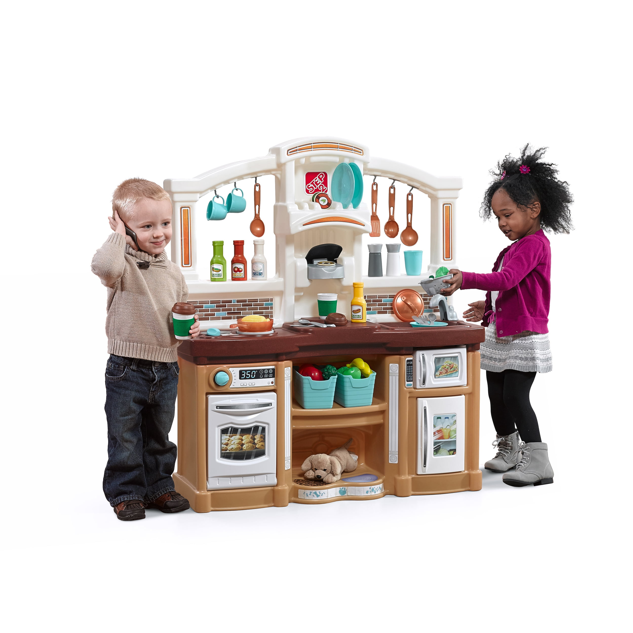 Step2 Lifestyle Custom Play Kitchen with 20 Piece Accessory Play Set in Multicolor