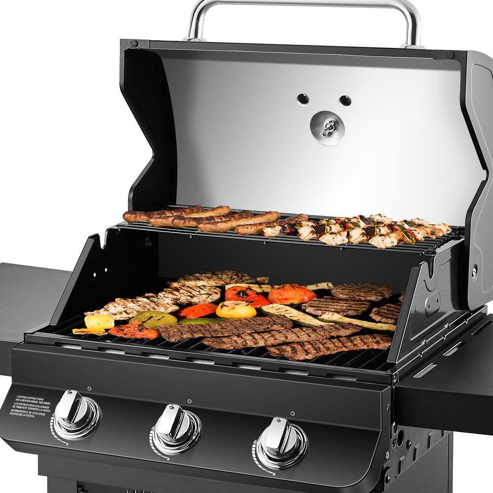 Dyna-Glo DGP397CNP-D Premier 3-Burner Propane Gas Grill in Black with Folding Side Tables