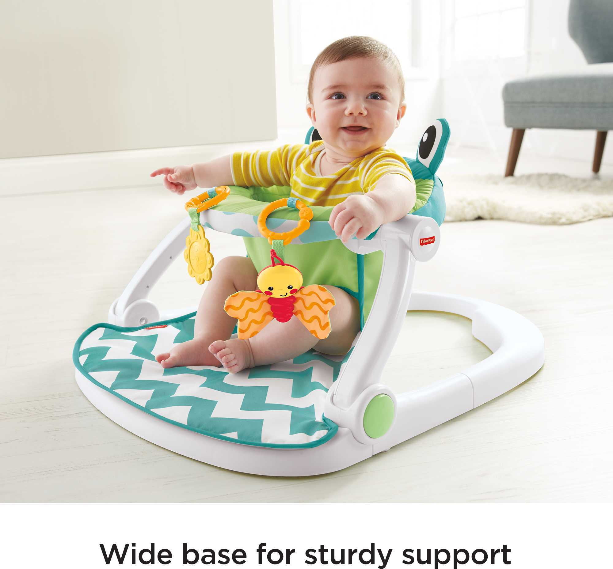 Fisher-Price Sit-Me-Up Floor Seat with 2 Linkable Toys. Citrus Frog