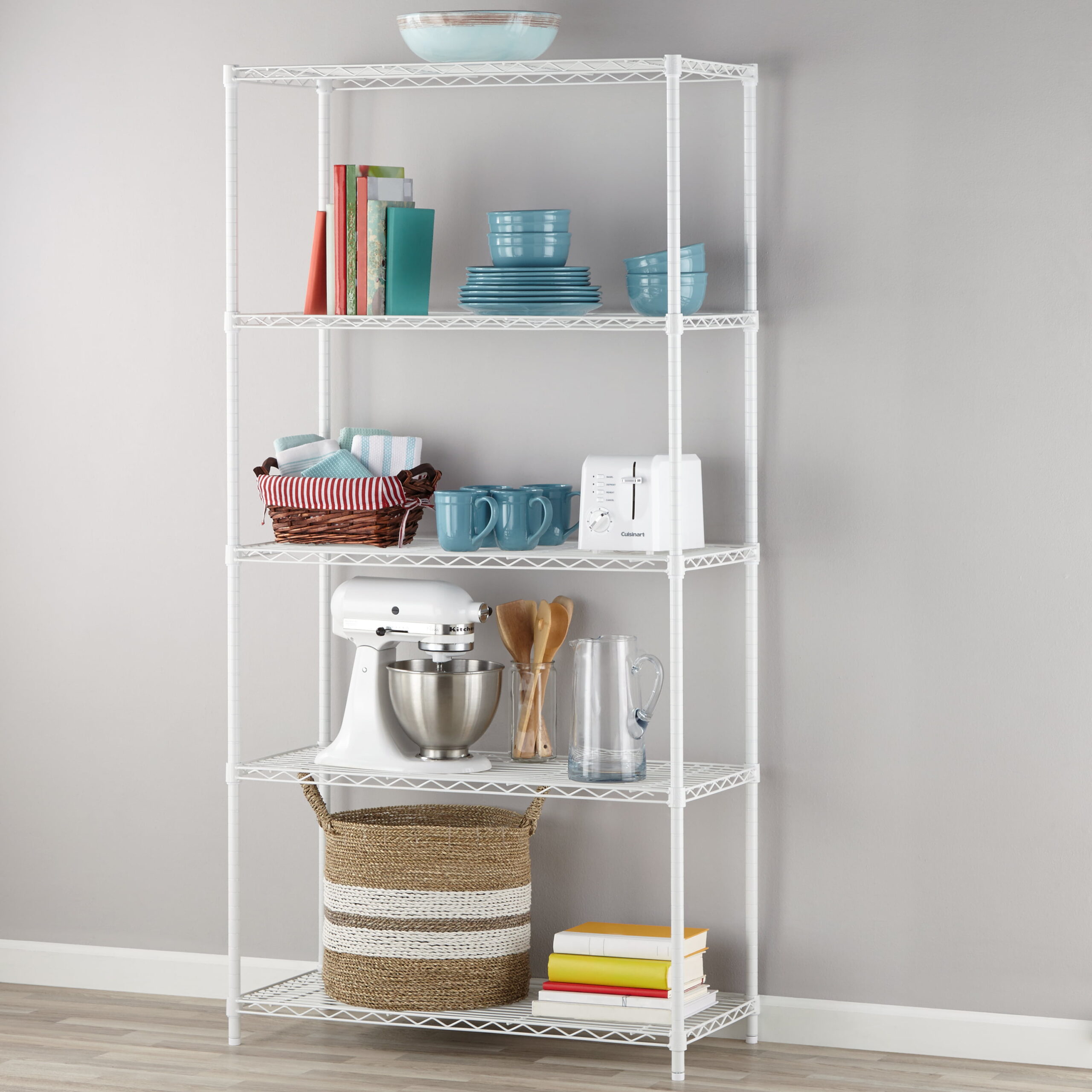 Hyper Tough 5 Tier Wire Shelf Unit. White. 1750 lb Capacity