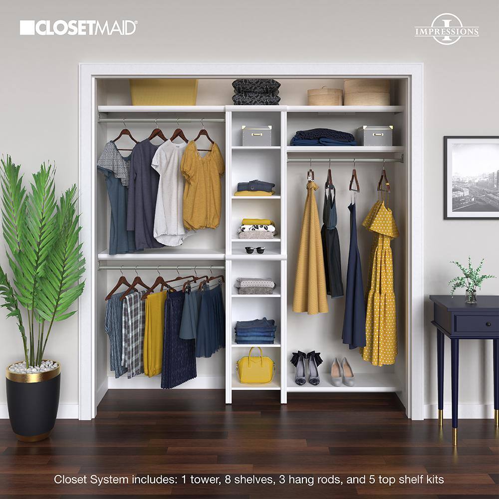 ClosetMaid 53016 Impressions Basic 48 in. W - 112 in. W White Wood Closet System