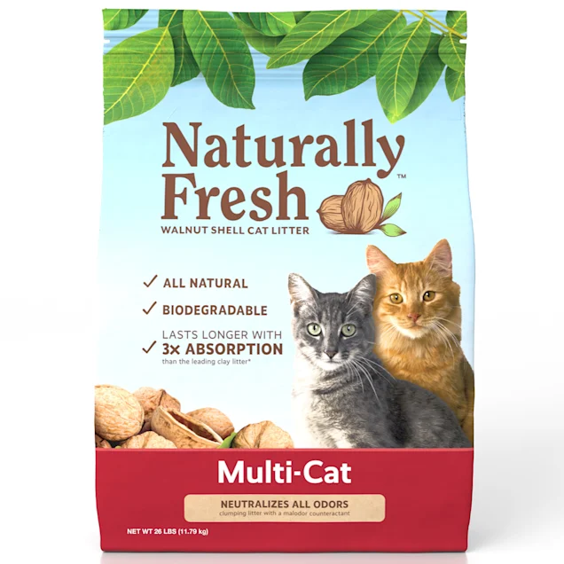 Naturally Fresh Quick-Clumping Natural Multi-Cat Walnut Cat Litter. 26 lbs.