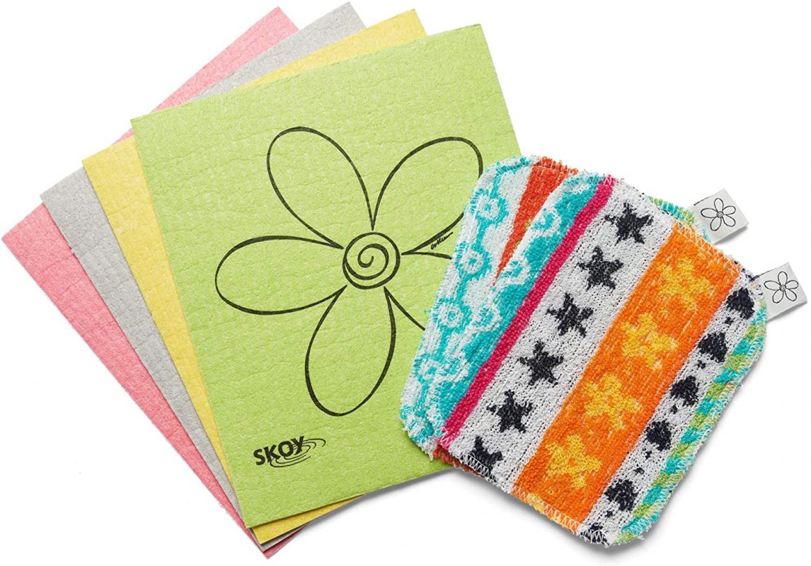 Skoy Cloth 1 Pack (4 Pieces) and Skoy Scrub 1 Pack (2 Pieces). Reusable Cloth and Scrub