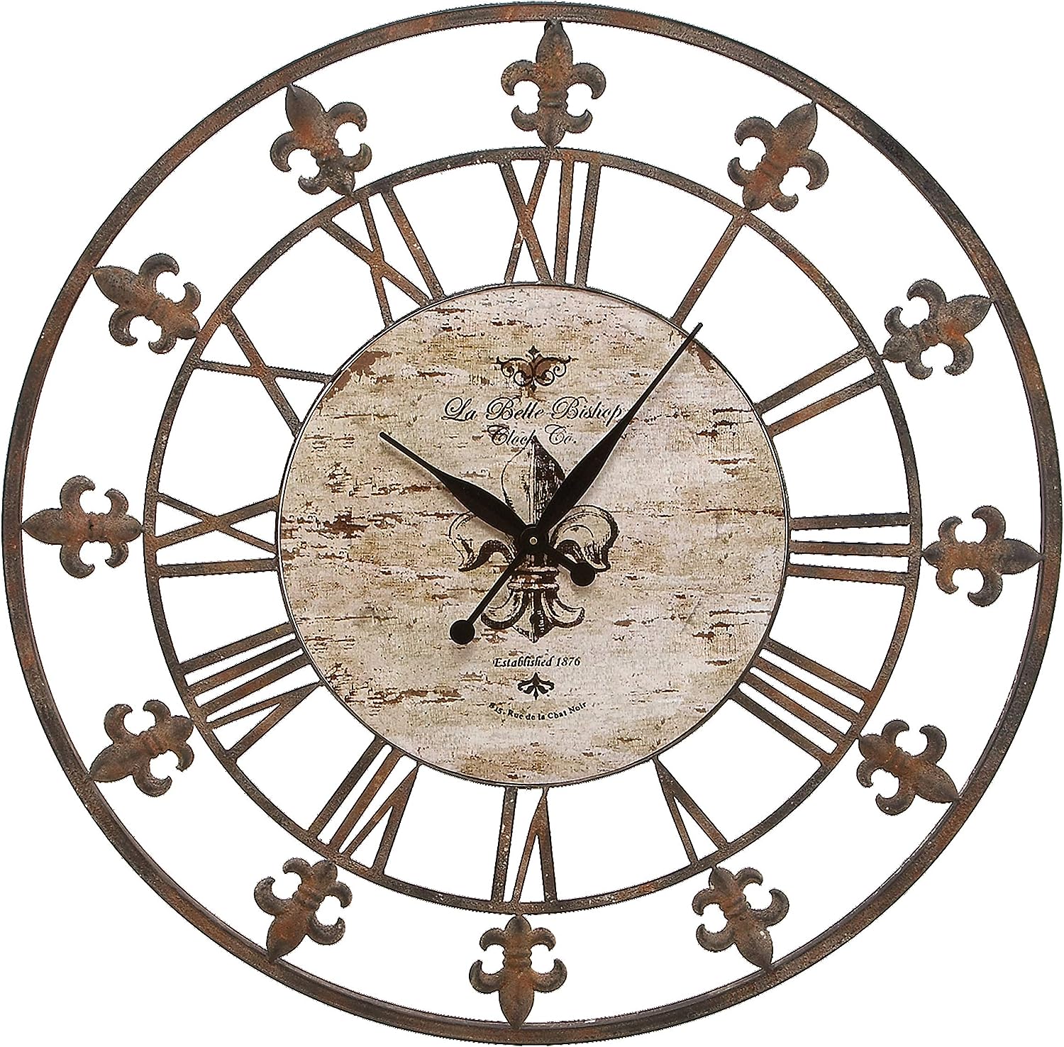 Deco 79 Metal Round Wall Clock. 36″ x 2″ x 36″. Brown