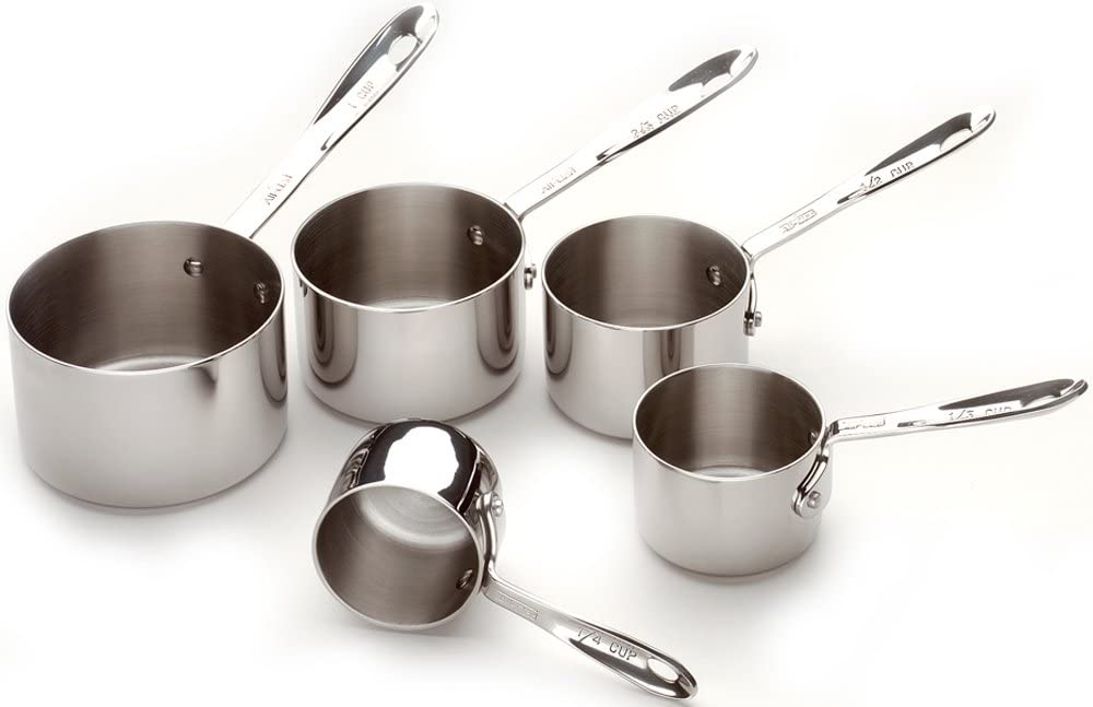 All-Clad Stainless Steel Measuring Cup Set. 5-Piece. Silver