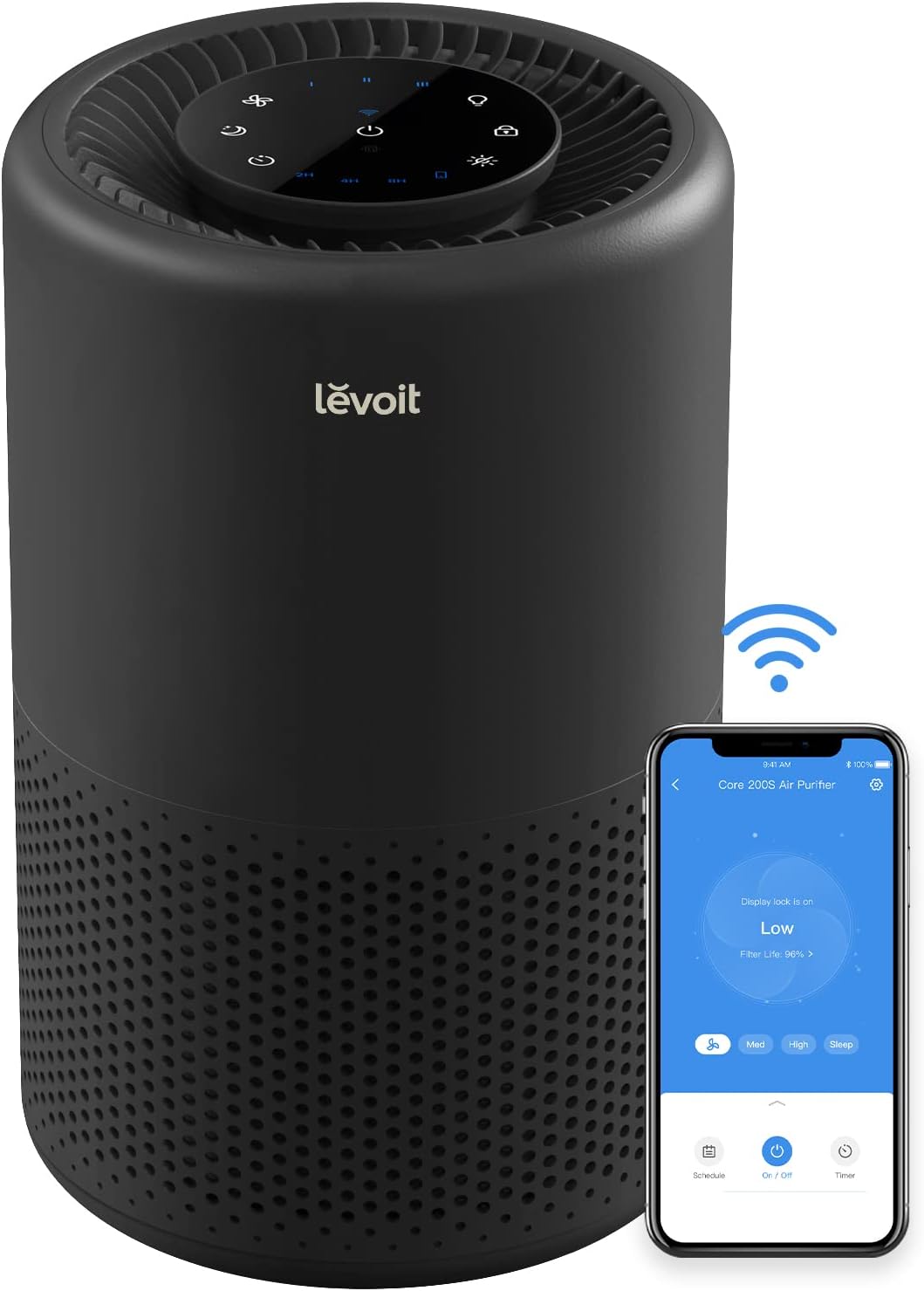 LEVOIT Air Purifier for Home Large Room. Smart WiFi Alexa Control. HEPA Filter for Allergies. Removes Pollutants. Smoke. Dust. Covers up to 915 Sq.Foot. 24dB Quiet for Bedroom. Core 200S. Black