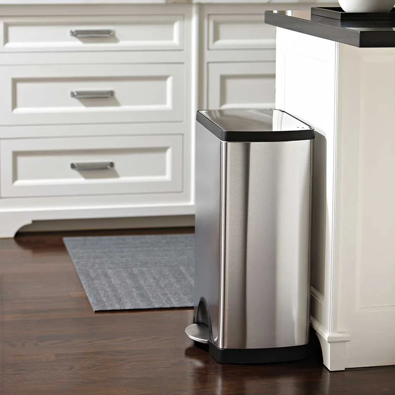 simplehuman 38 Liter / 10 Gallon Rectangular Kitchen Step Trash Can. Brushed Stainless Steel