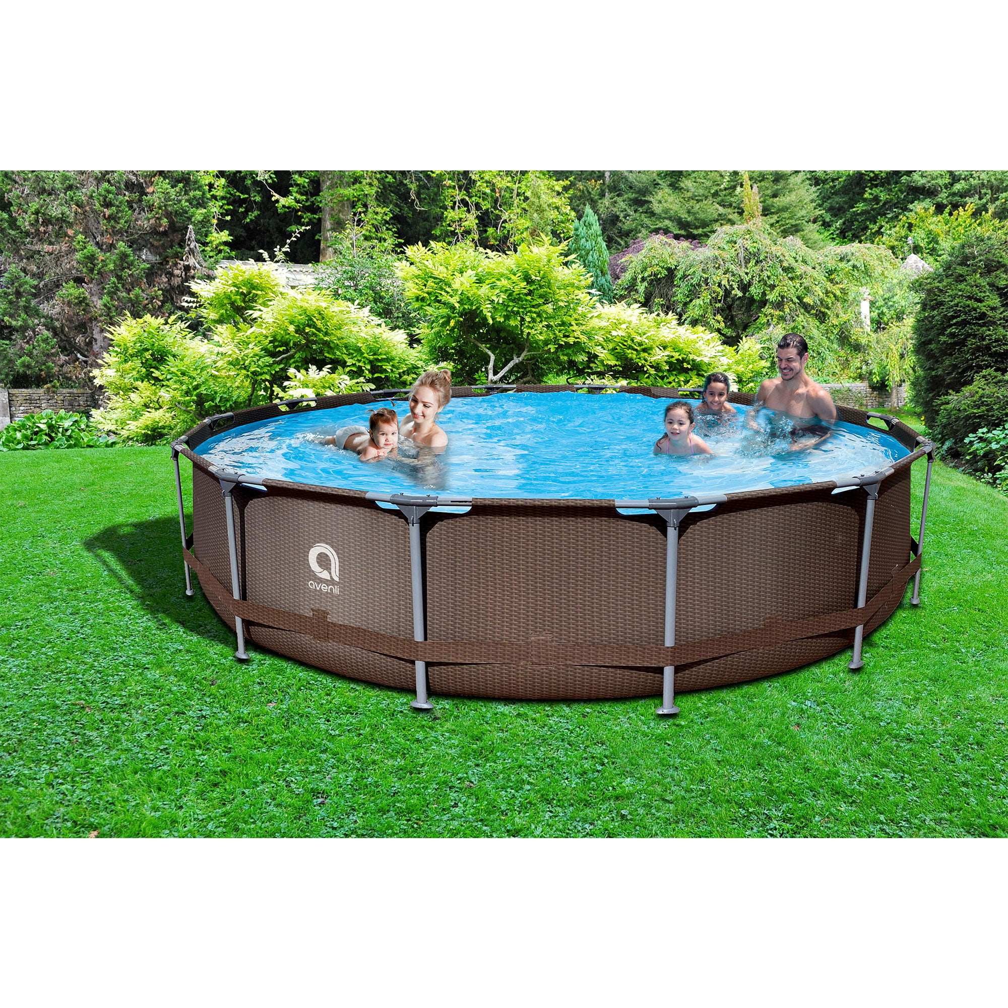 JLeisure Avenli 15 Foot x 33 Inch Steel Frame Above Ground Swimming Pool