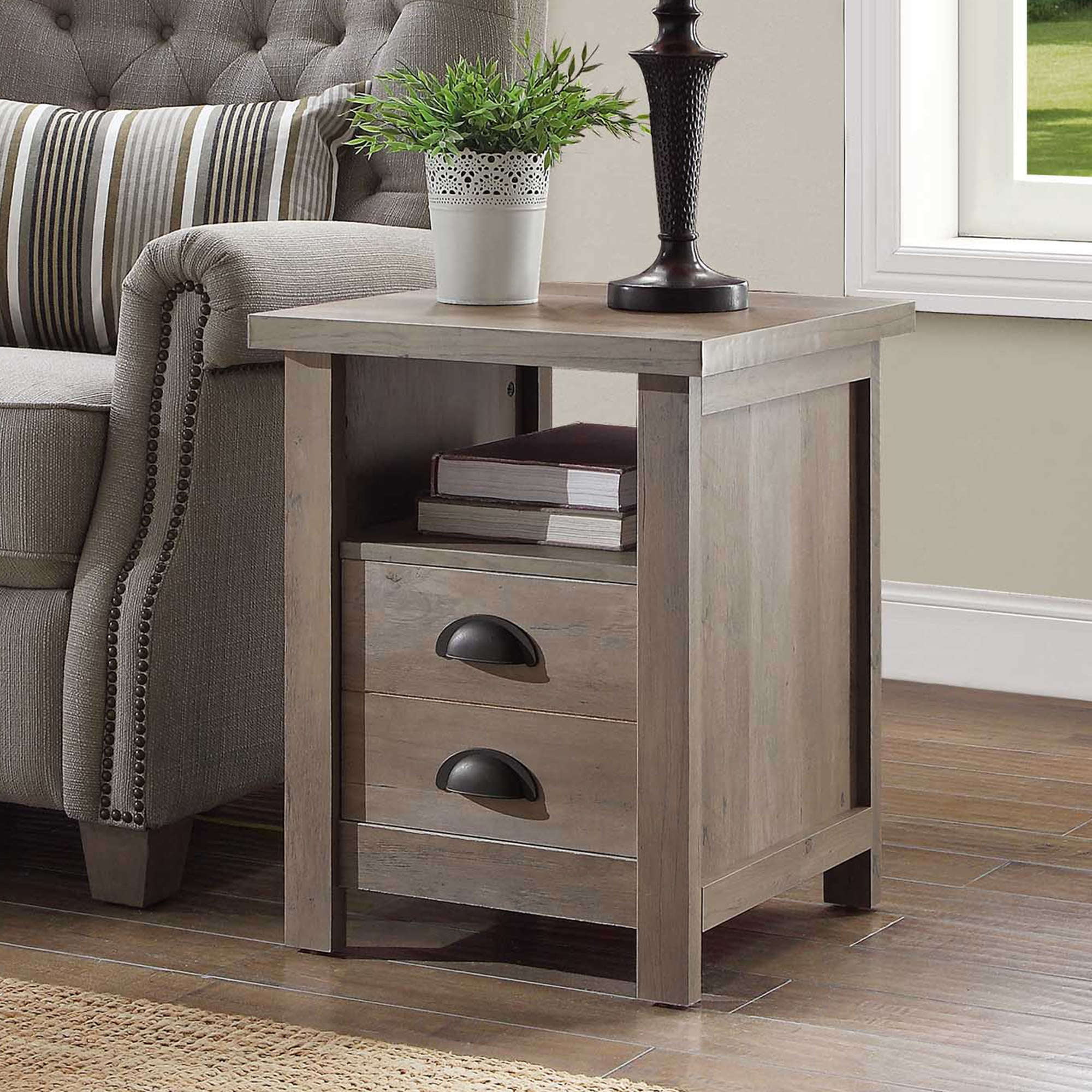 Better Homes & Gardens Granary Modern Farmhouse End Table. Rustic Gray