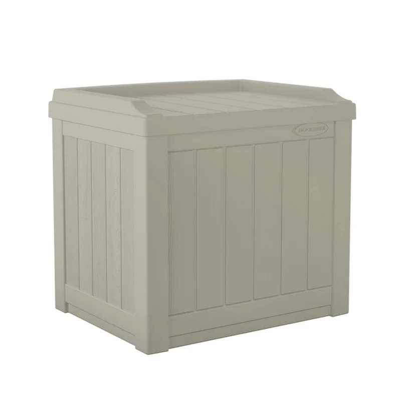 Suncast SS601 22 Gal. Deck Box with Seat. Light Taupe