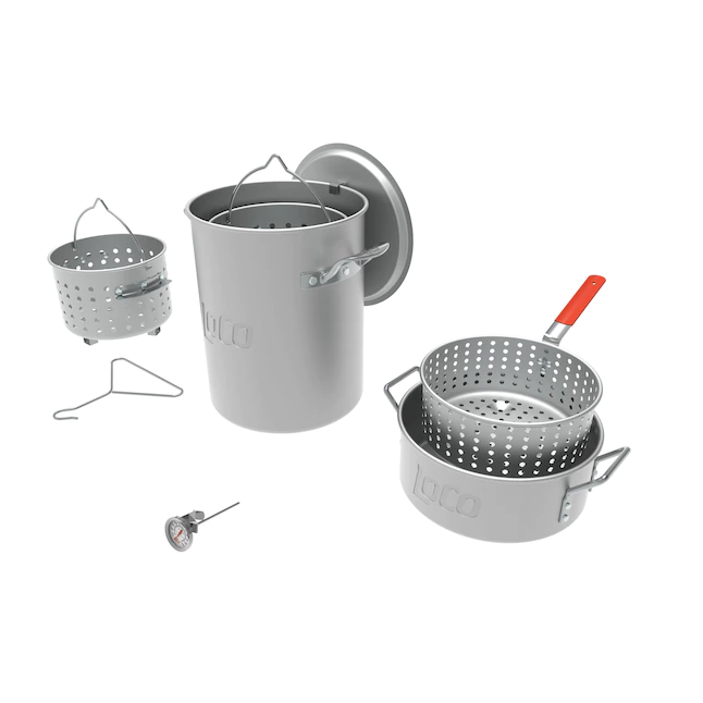 LoCo COOKERS  30-Quart Aluminum Stock Pot Lid(s) Included Basket(s) Included