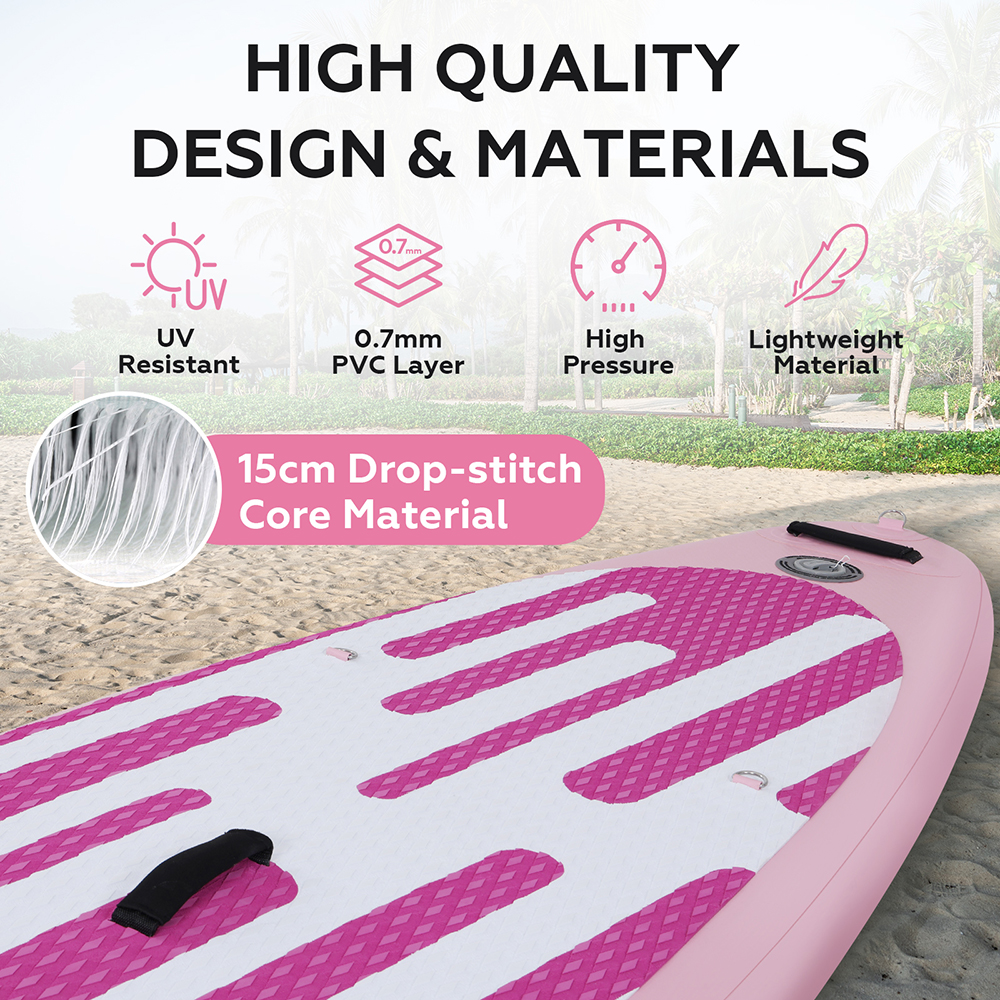 ELECWISH 11Ft Inflatable Stand Up Paddle Board with Kayak Seat. Non-Slip Deck SUP Paddle Board Accessories Backpack Leash Pump. Pink