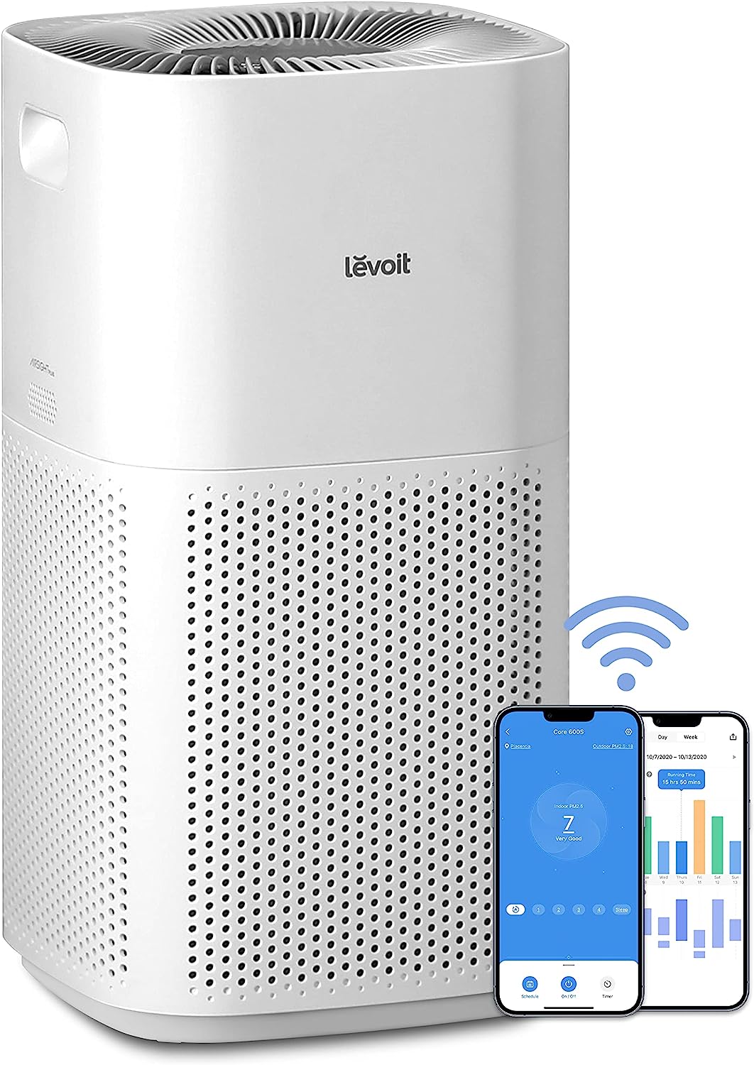 LEVOIT Air Purifiers for Home Large Room. Covers Up to 3175 Sq. Ft. Smart WiFi and PM2.5 Monitor. Hepa Filter Captures Particles. Smoke. Pet Allergies. Dust. Pollen. Alexa Control. Core 600S. White