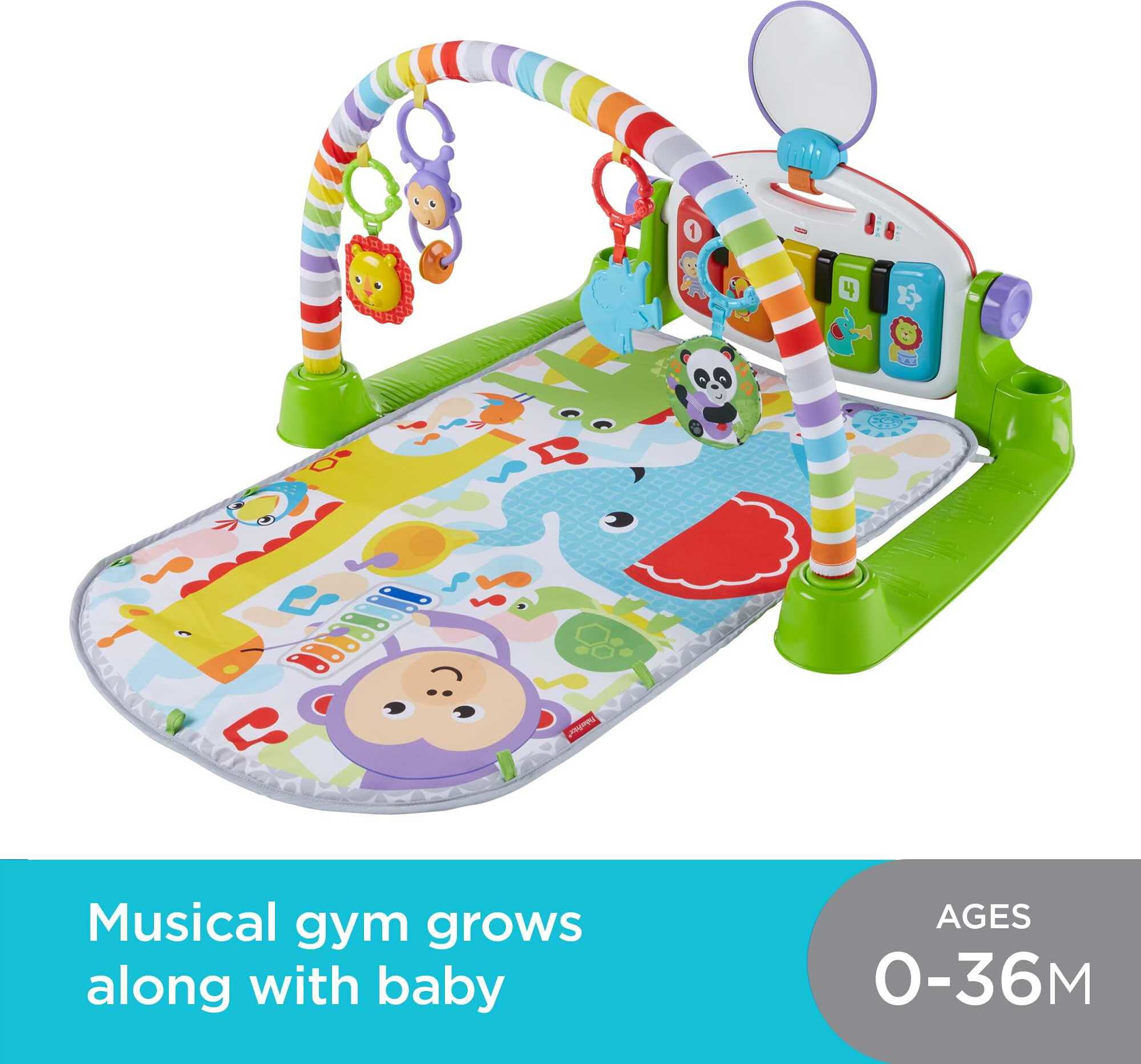 Fisher-Price Deluxe Kick & Play Piano Gym Infant Playmat with Electronic Learning Toy. Green